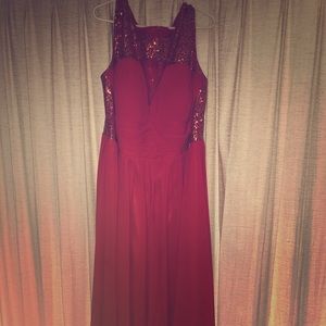 Red sequins evening gown